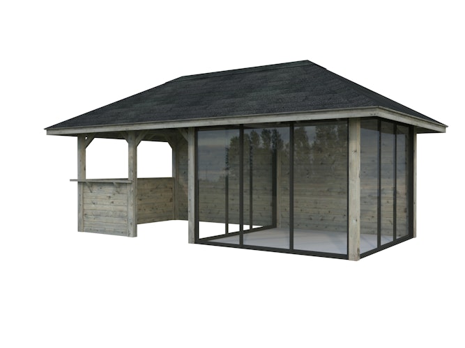 Palmako Pavillon Bianca 16,6 m² Set 508 Slide Plus mit Isolierglas-Schiebetüren