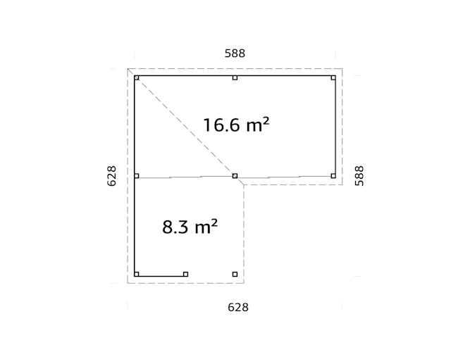 Palmako Gartenhaus Connect Lenna 24,9 m² Set 722 Slide Plus mit Isolierglas-Schiebetüren - 28 mm