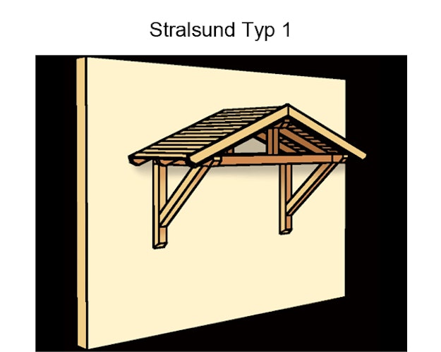 Skan Holz Satteldach Vordach Doppeltür Stralsund