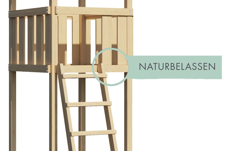 Akubi Kinderspielturm Ritterburg Löwenherz mit Kletterwand ECO
