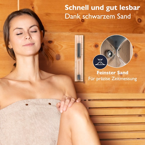 Liebenstein 7-teiliges Premium-Komplettset – Kiefernholz Saunaeimer mit Kelle, 3 x Sauna-Aufguss, Sanduhr & Hygro-/Thermometer
