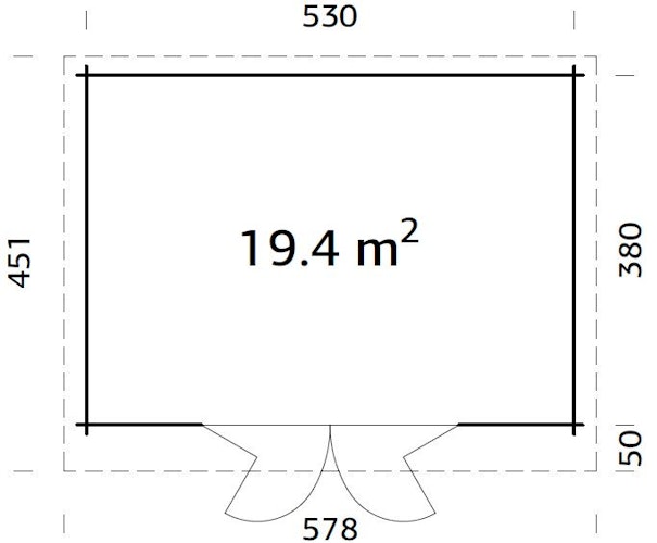 Palmako Gartenhaus Lea 19,4 m² mit Doppelfalttür  - 44 mm