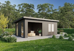 Wolff Finnhaus Seitenwandpaket inkl. 2 Fenster für WPC Gartenhaus Tona 6030 Anthrazit