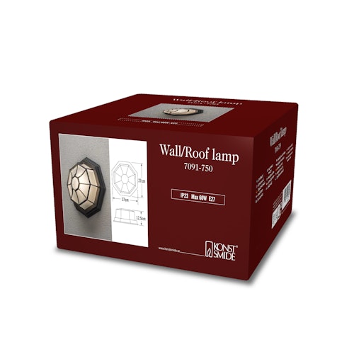 Konstsmide Wand-u. Deckenleuchte, matt schwarz, opales Glas (7091-750)