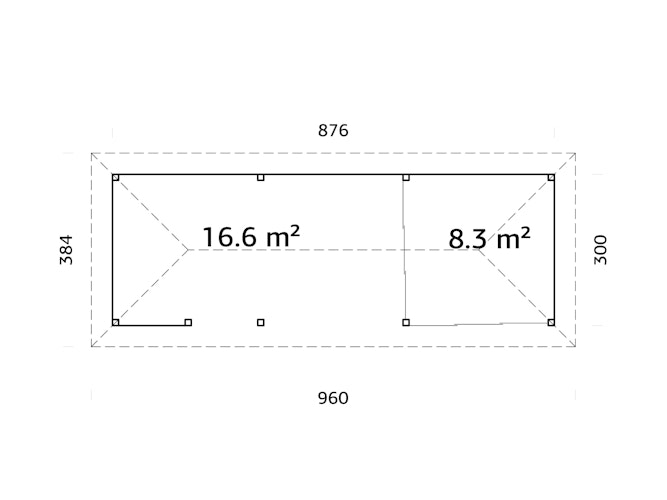 Palmako Pavillon Bianca 24,9 m² Set 215 Slide - 28 mm