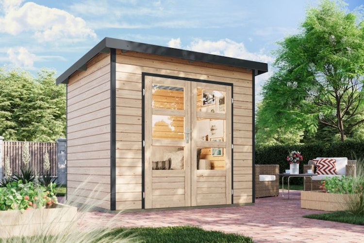 Karibu Metall-Holzgartenhaus Hybridhaus Pluto A/B - 28 mm/0,5 mm