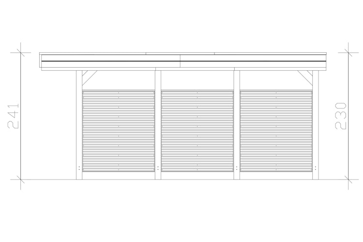 Skan Holz Carport Friesland Hybrid Set 11 314x555 cm inkl. Rück- und Seitenwände aus Aluminium