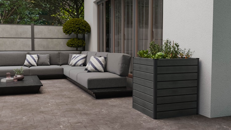 GroJa Solid Rhombus Stecksystem Hochbeet Cube 70 x 70 x 79 cm  Steingrau co-extrudiert