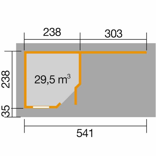 Weka Designhaus 213 B 28 mm inkl. 300 cm Anbau