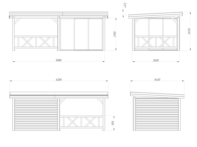 Palmako Gartenhaus Connect Lenna 16,6 m² Set 703 Slide Plus mit Isolierglas-Schiebetüren - 28 mm