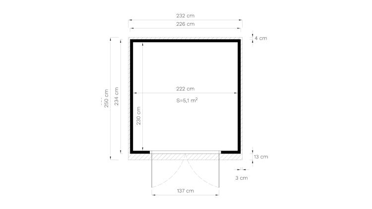 Bertilo Gartenhaus Woodline Pent - 18 mm