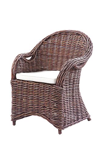 Garden Pleasure Tischgruppe FREMONT / BREST, Tisch Ø 110 + 4 Sessel, Akazie / Kubu Rattan / Kissen 100 % Polyester