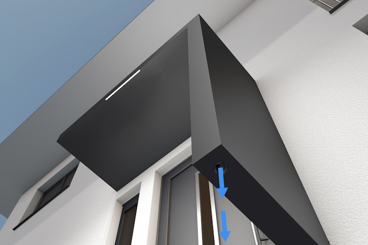 Gutta Rechteckvordach BS Plus 300 Sondermaß inkl. Seitenteil und Briefkasten (neues Modell)