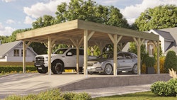 Weka Doppelcarport mit Vorbereitung zur Dachbegrünung 644 x 718 cm - Leimholz
