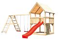 Vorschaubild Akubi Kinderspielturm Luis mit Doppelschaukelklettergerüst, Kletterwand und Wellenrutsche