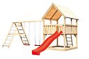 Vorschaubild Akubi Kinderspielturm Luis inkl. Wellenrutsche und Doppelschaukelanbau mit Klettergerüst (Set C)