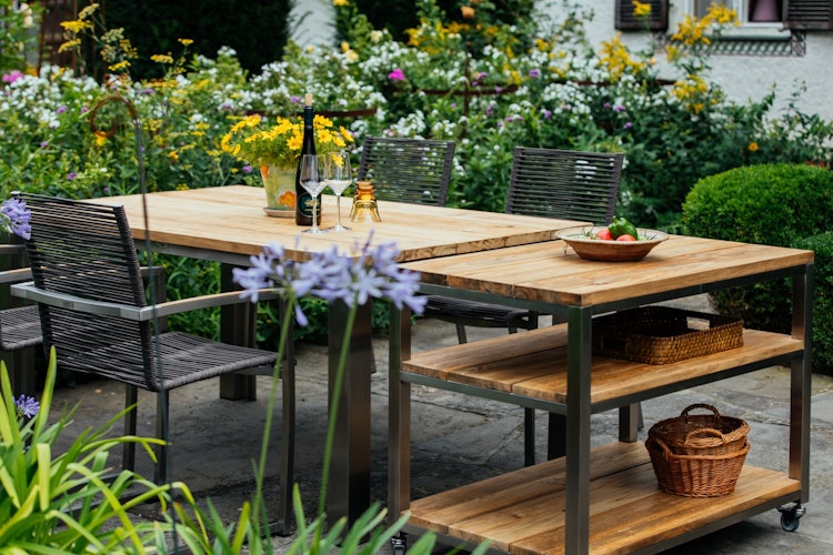 Diamond Garden Beistellwagen PIAZZA, Edelstahl / Recycled Teak