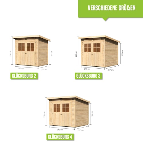 Karibu Eco Gartenhaus Gerätehaus Grebenau / Glücksburg 2/3/4 - 19 mm