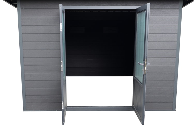 Wolff Finnhaus WPC Gartenhaus Style D / Terra 3030 Anthrazit/Hellgrau - 28 mm 