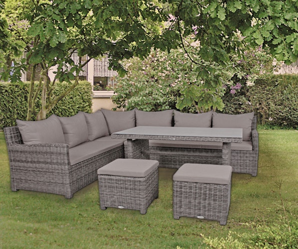 Garden Pleasure Ecklounge OVIEDO, Aluminium / Polyrattan / Kissen 100 % Polyester