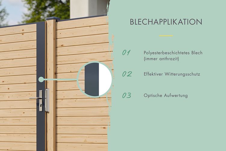 Karibu Sichtschutzzaun Blickdicht Einzeltor 1070 x 1850 mm 