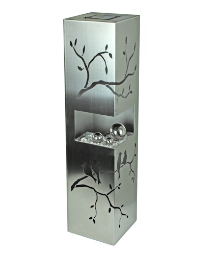 Garden Pleasure Edelstahl-Säule VÖGEL AUF ZWEIG mit Solarbeleuchtung