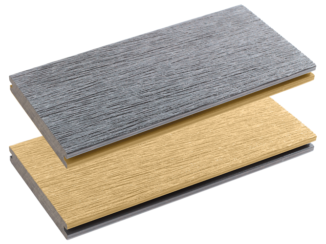 Fiberdeck Vintage WPC-Terrassendiele Bi-Color Lunar Grey/Cedar massiv 23 x 138 mm