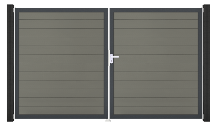 GroJa Solid Tor 2-flügelig 3000 x 1800 mm, Alu-Rahmen Anthrazit DB 703