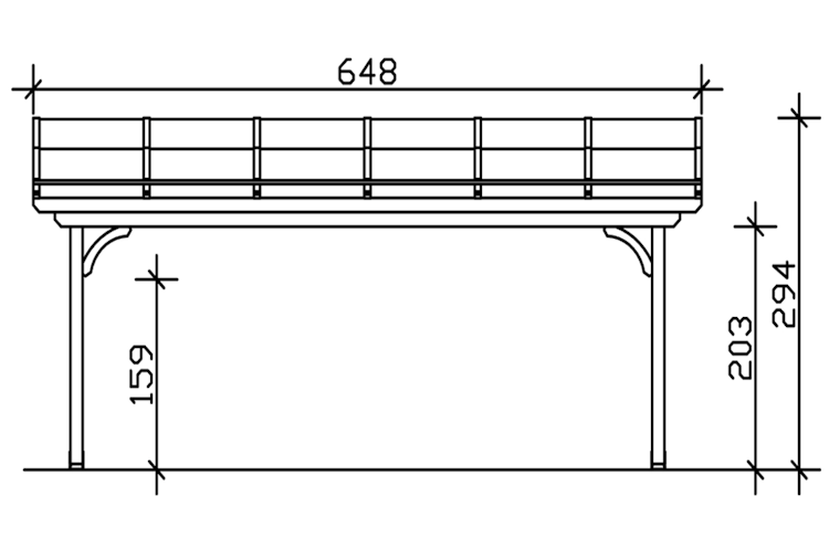 Skan Holz Terrassenüberdachungen Verona o. Mittelpfosten Breite 648 cm