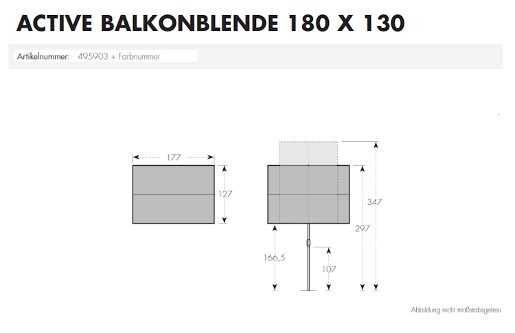 doppler Balkonblende ACTIVE 180 x 130, Stahl Silber / Polyester 180 g/m²