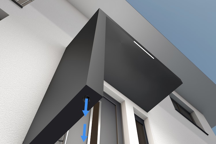 Gutta Rechteckvordach BS Plus 300 Sondermaß inkl. Seitenteil und Briefkasten (neues Modell)