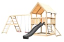Vorschaubild Akubi Kinderspielturm Luis mit Doppelschaukelklettergerüst, Netzrampe und Wellenrutsche