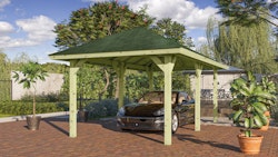 Karibu 4-Eck Pavillon Bergen 1 kesseldruckimprägniert Sparset inkl. Dachschindeln