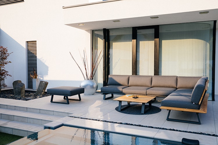 Diamond Garden Modullounge lange Ecke links NORA Sun & Rain, Aluminium / Recycled Teak / Tuvatextil (100 % Polyacryl)