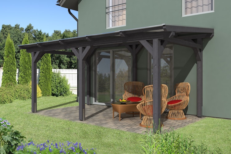 Skan Holz Siena aus Leimholz mit Mittelpfosten Breite 541 cm freistehende Terrassenüberdachung