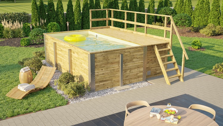 Weka Massivholzpool 595 Gr. 1 - 45 mm - 400 x 301 cm