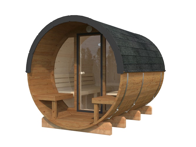 Palmako Saunafass Anita 1,6 + 0,7m² mit Glaswand