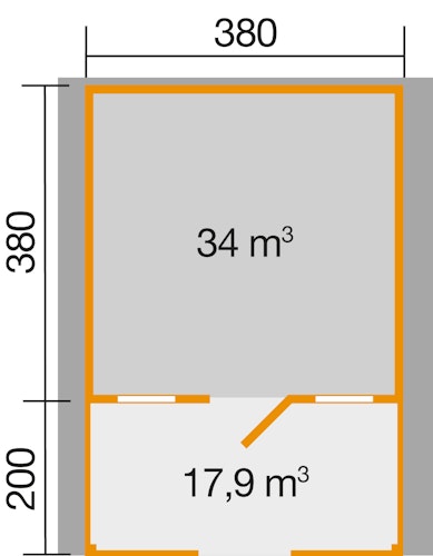 Weka 28 mm Gartenhaus 111 B mit Vordach und Terrasse (200 cm)