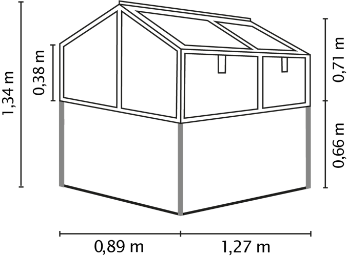 Vitavia Hochfrühbeet Zola mit 4 Dachfenstern  B 127 x T 89 x H 135 cm