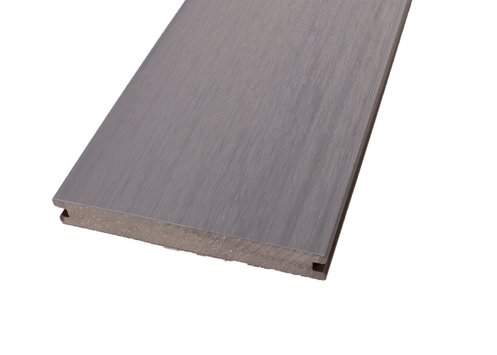 GroJa QUATTRO Massiv Terrassendiele Steingrau + Walnuss beidseitg Feinstruktur 4 Meter