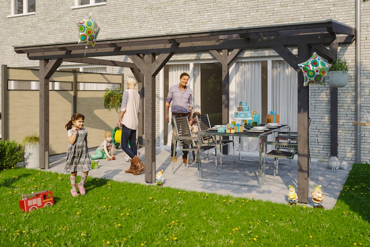 Skan Holz Siena aus Leimholz mit Mittelpfosten Breite 541 cm freistehende Terrassenüberdachung