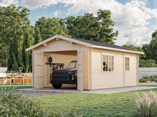 Palmako Garage Roger 19,0 m² - 44 mm - mit Holztor