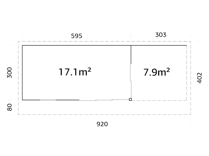 Palmako Gartenhaus Andrea 17,1+7,9 m² Slide Plus mit Isolierglas-Schiebetür  - 44 mm
