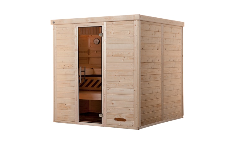 Weka Premium Massivholz-Elementsauna Kemi 3 mit Glastür - 45 mm
