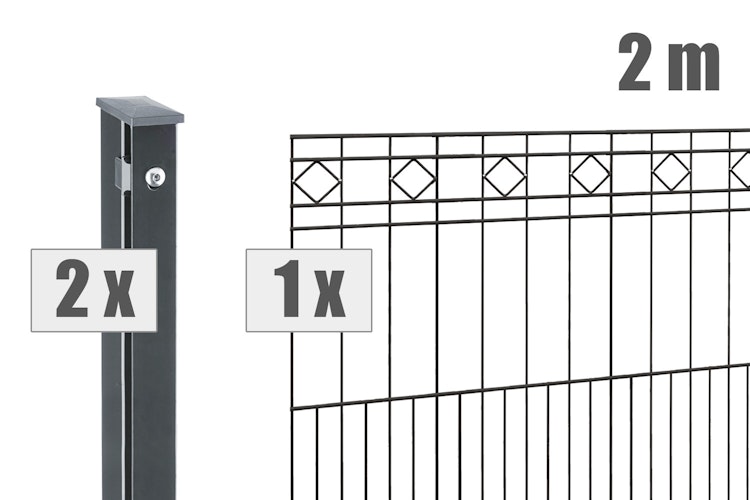 dz Schmuckzaunset Residenz klassik TURIN Pfosten VAP mit Profilabdeckschiene