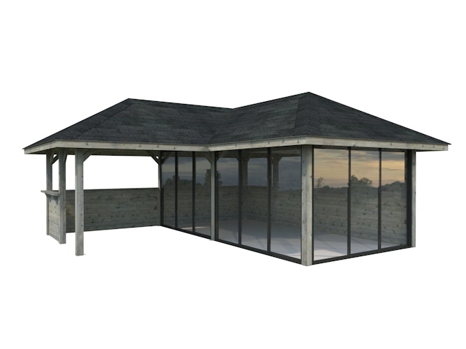 Palmako Pavillon Bianca 24,9 m² Set 523 Slide Plus mit Isolierglas-Schiebetüren