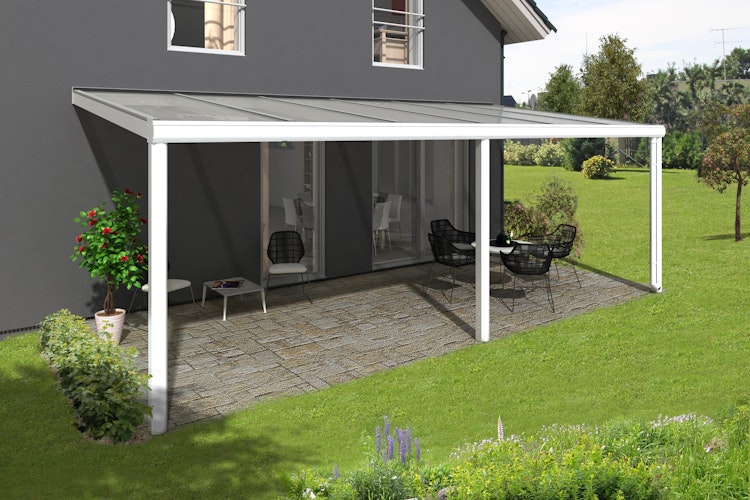 Skan Holz Aluminium Terrassenüberdachung Garda Breite 648 cm