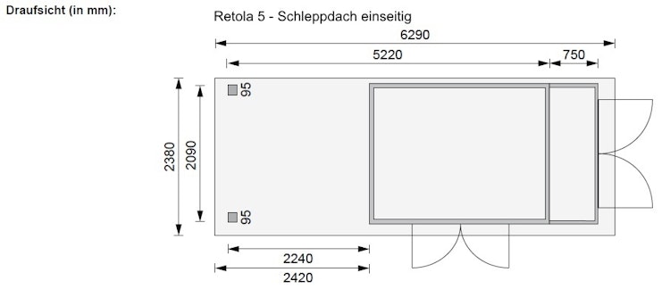 Karibu Woodfeeling Gartenhaus Retola 2/3/4/5/6 inkl. Anbauschrank u. 240 cm Schleppdach