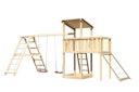 Vorschaubild Akubi Kinderspielturm Anna mit Pultdach inkl. Netzrampe, Anbauplattform, Doppelschaukel und Klettergerüst