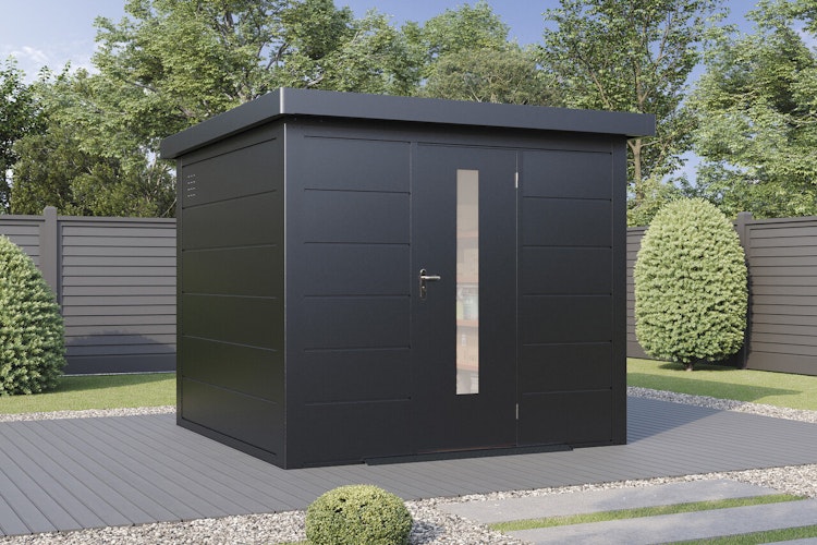 Wolff Finnhaus Premium Metall Gartenhaus Hakon 2424 Anthrazit
